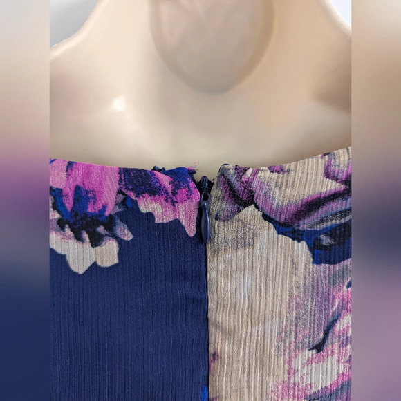 DKNY Women's Floral Print Goddet-Trim Midi Dress Size 12 - Picture 6 of 13